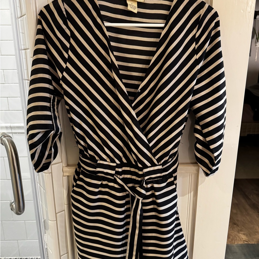 Arden B Black and Tan Striped Top